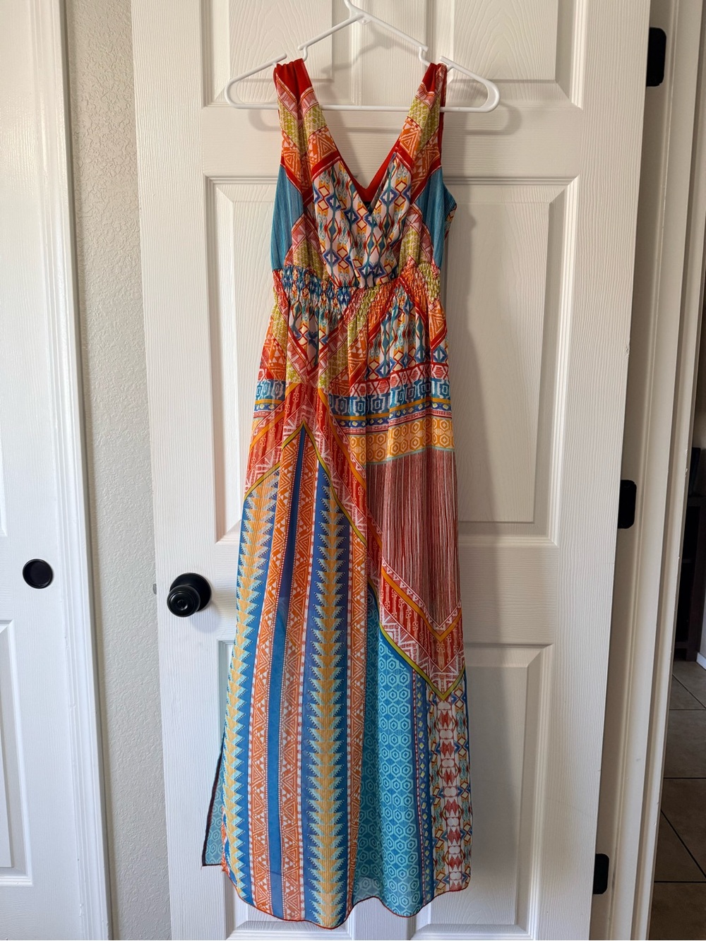 Enfocus Studio Multi-Color Printed V-Neck Maxi Dress